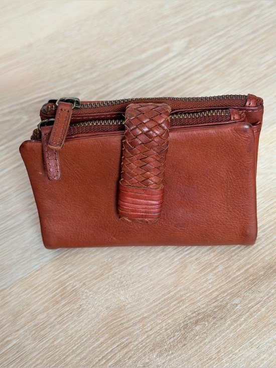 Handbags - Handcrafted Brown Leather Wallet Cotton Braided Strap Closure Vintage Look Boho